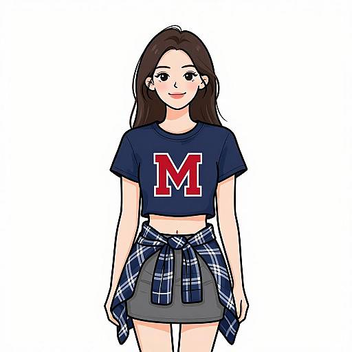 Smiling Woman in Casual Navy Outfit