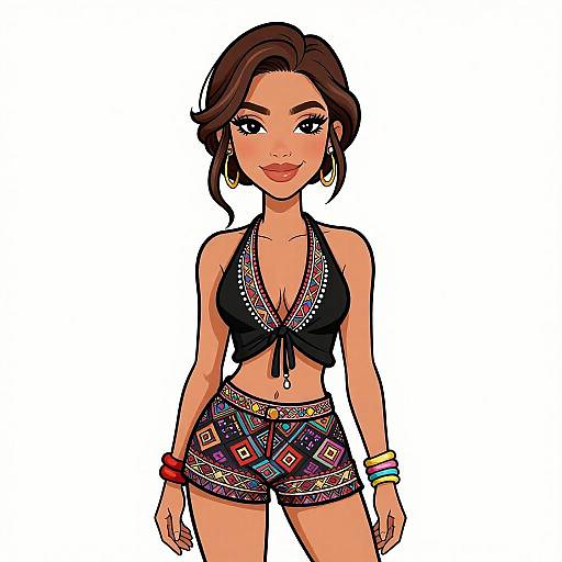 Bohemian Chic Woman in Stylish Outfit