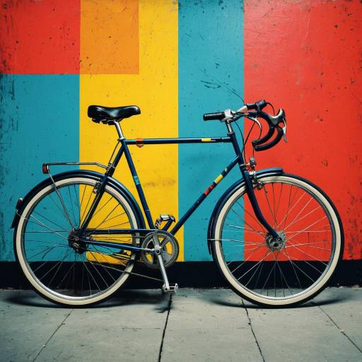 Vintage Bicycle Against Color Block Wall