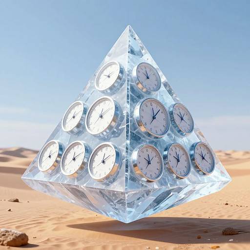 Ice Pyramid with Frozen Clocks