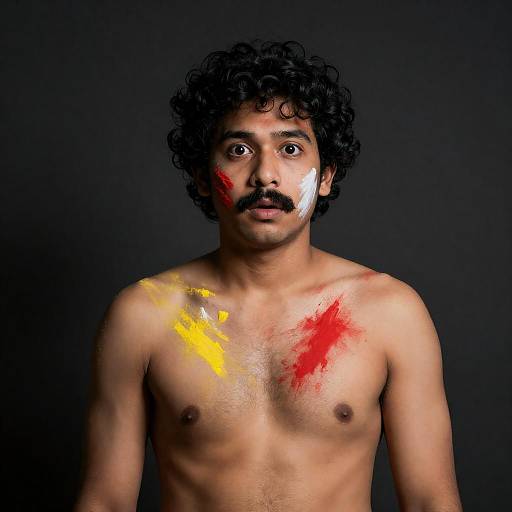 Surprised Man in Colorful Festival Paint