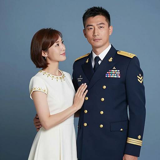 Couple Portrait in Military and Elegance