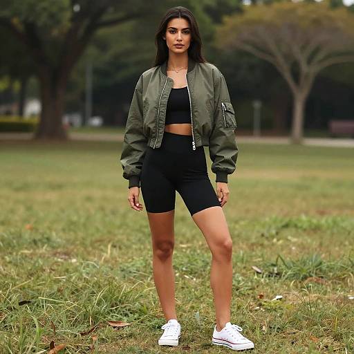 Athletic Woman in Sporty Chic Outfit
