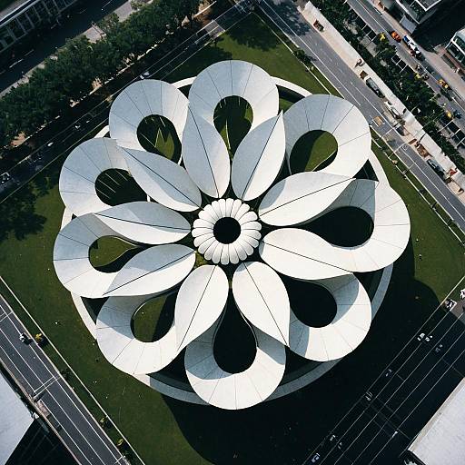 Aerial View of Flower-Shaped Architectural Structure