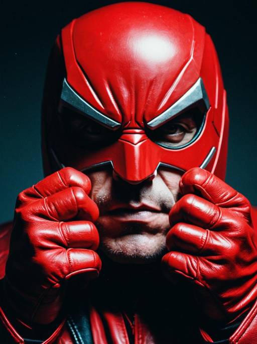 Man in Red Knuckles Costume Close-Up