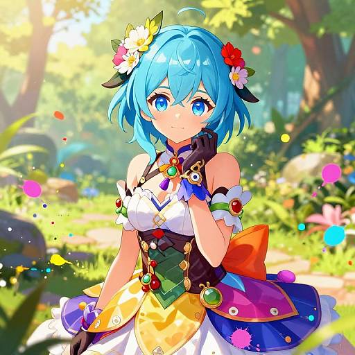 Vibrant Anime Character in Nature