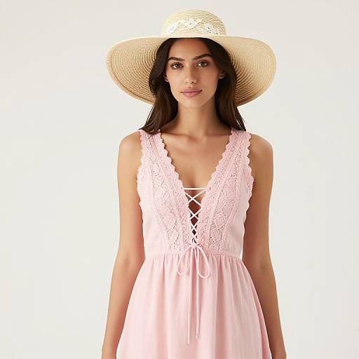 Pastel Lace-Up Summer Dress Set