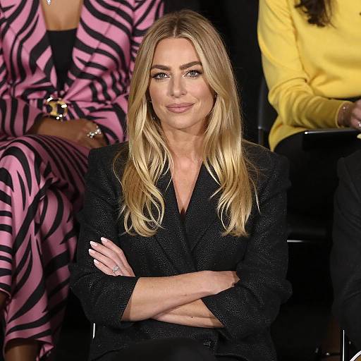 Blonde Woman in Black Blazer Sitting