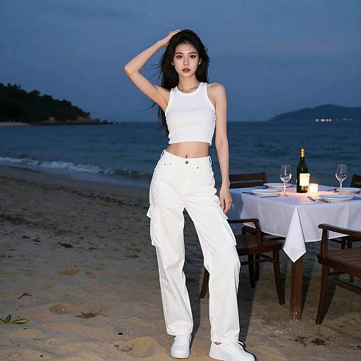 Slim Woman in Casual Beachwear