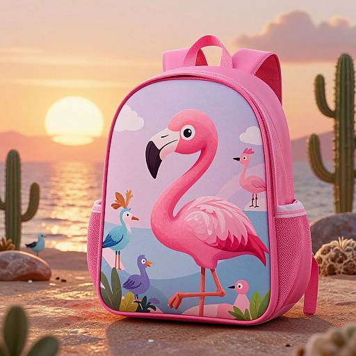 Playful Flamingo Pixar-Style Backpack