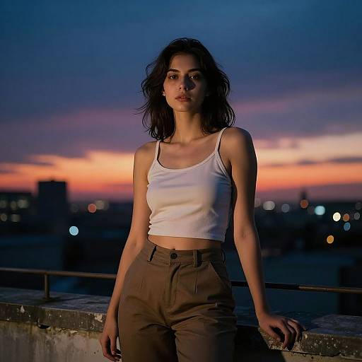 Cityscape Sunset Rooftop Portrait
