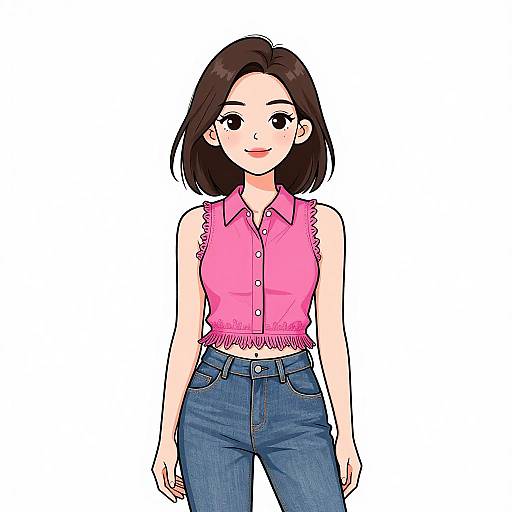 Smiling Woman in Chic Casual Attire