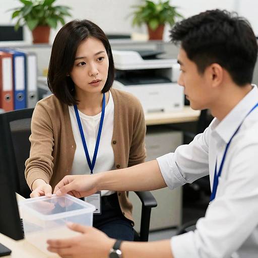 Office Interaction Between Two Colleagues
