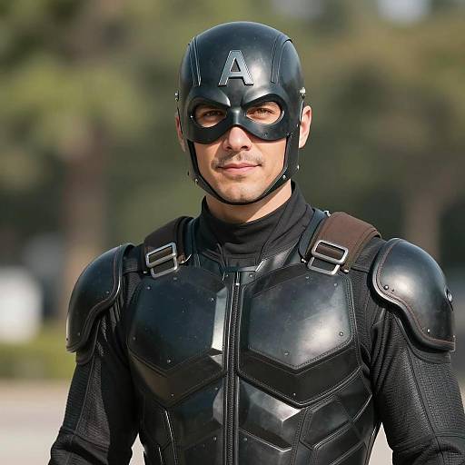 Dynamic Male Superhero in Leather Armor