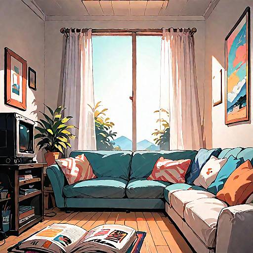Cozy Anime Living Room Scene