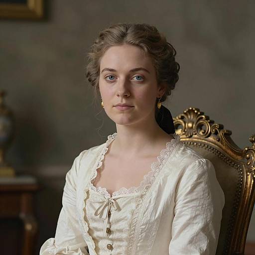 18th Century Style Portrait of Woman in Lace Dress