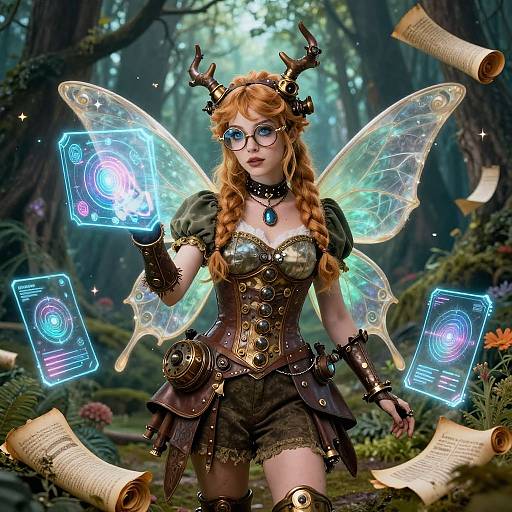 Nerdy Steampunk Fairy with Holograms