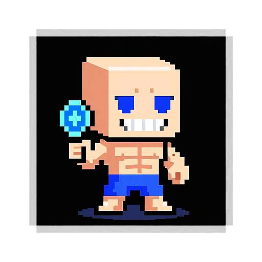 Isometric Pixel Art Muscular Alien