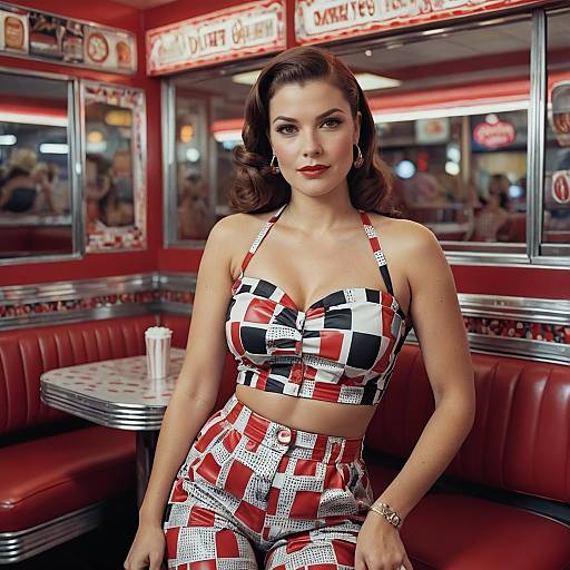 Retro Style Woman in American Diner
