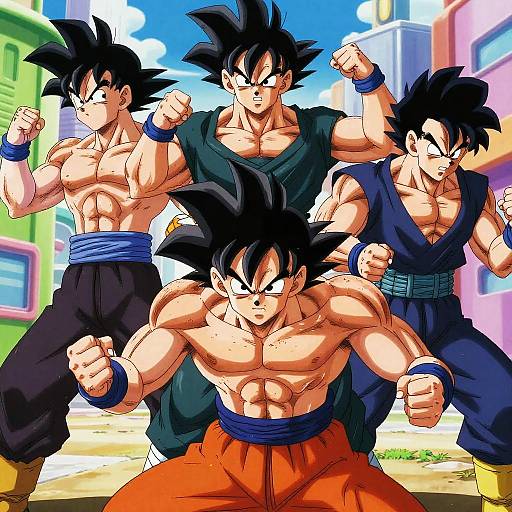 Buff Anime Characters in Futuristic Battle