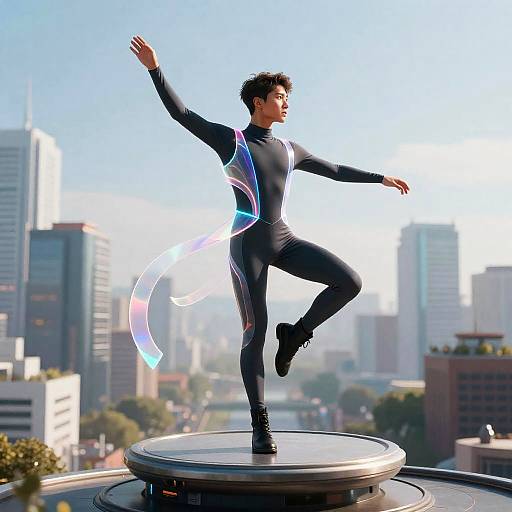 Non-Binary Street Performer in Sky-City