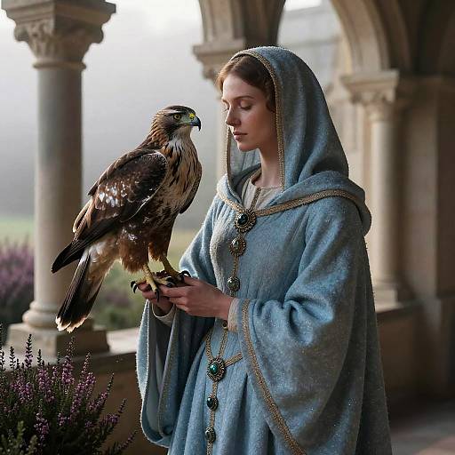 Carolingian Noblewoman with Majestic Hawk