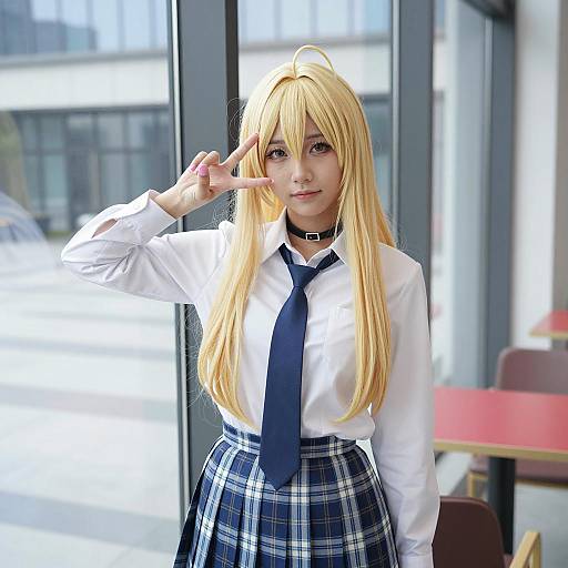 Blonde Wig Fashion Pose by Window