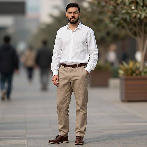 Man in Linen Shirt with Beard