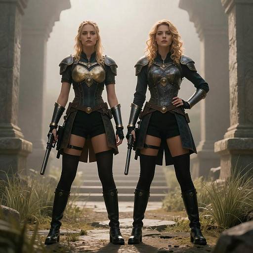 Warrior Women in an Ancient Temple