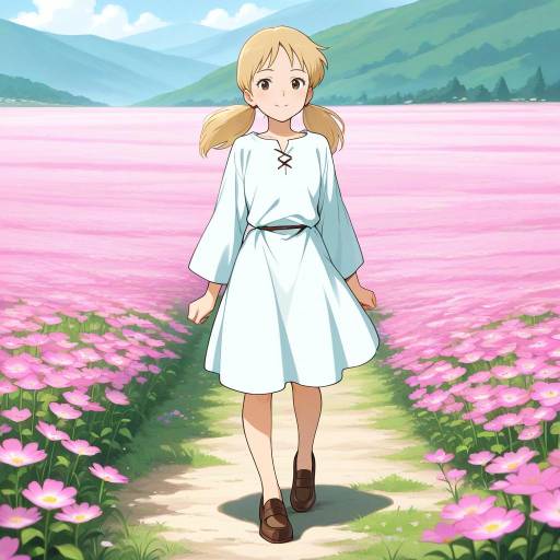 Confident Girl in Blooming Wildflower Field