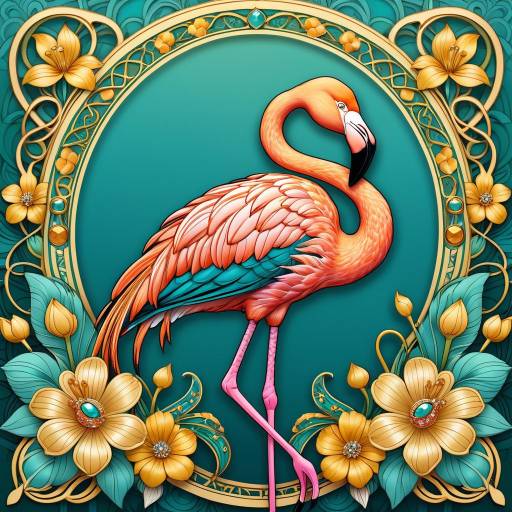 Elegant Flamingo with Ornate Jewelry