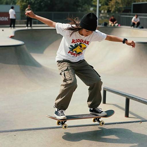 Sassy Rebellious Skateboarder Grinding Rail