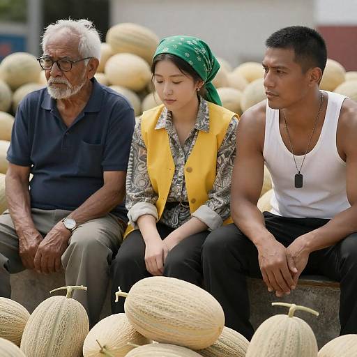 Group of Three with Melons Display
