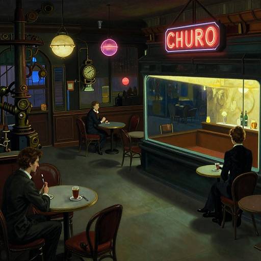 Surreal Hopper-Style Steampunk Cafe
