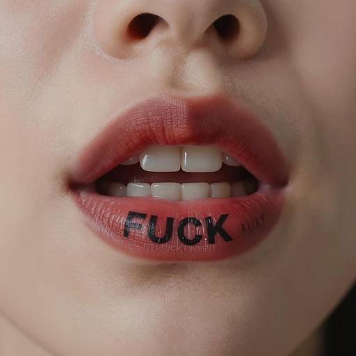 Dramatic Close-Up of Lips with Text