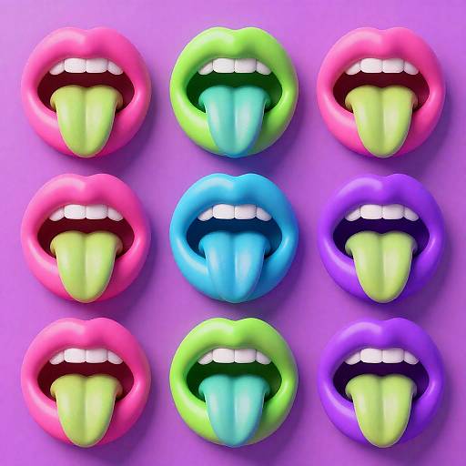 Surreal Neon Lips with Lime Tongues