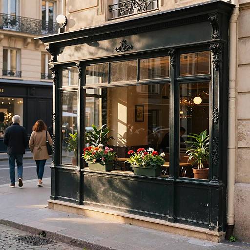 Vintage Parisian Cafe Window Scene