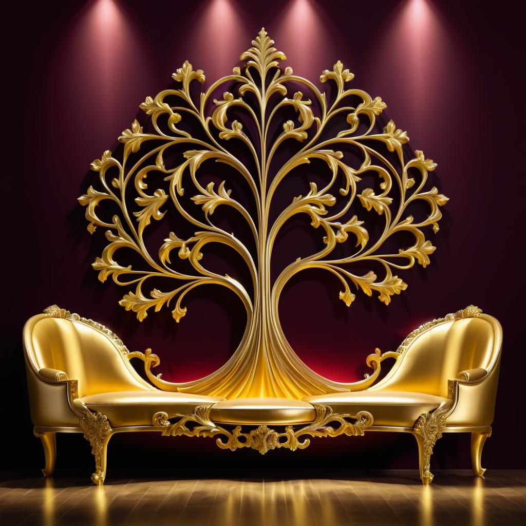 Opulent Gold Tree Art on Burgundy