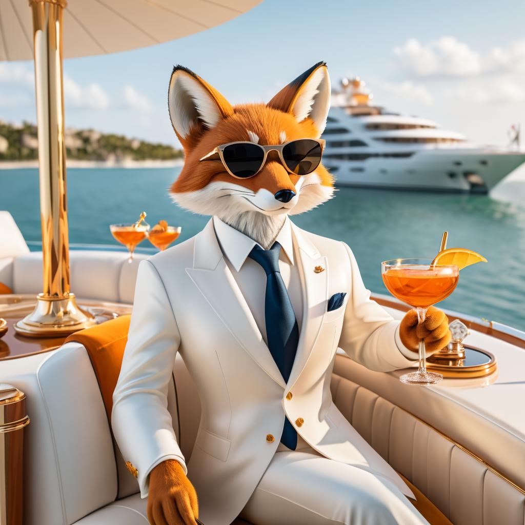 Chic Fox Enjoying Luxury on a Yacht