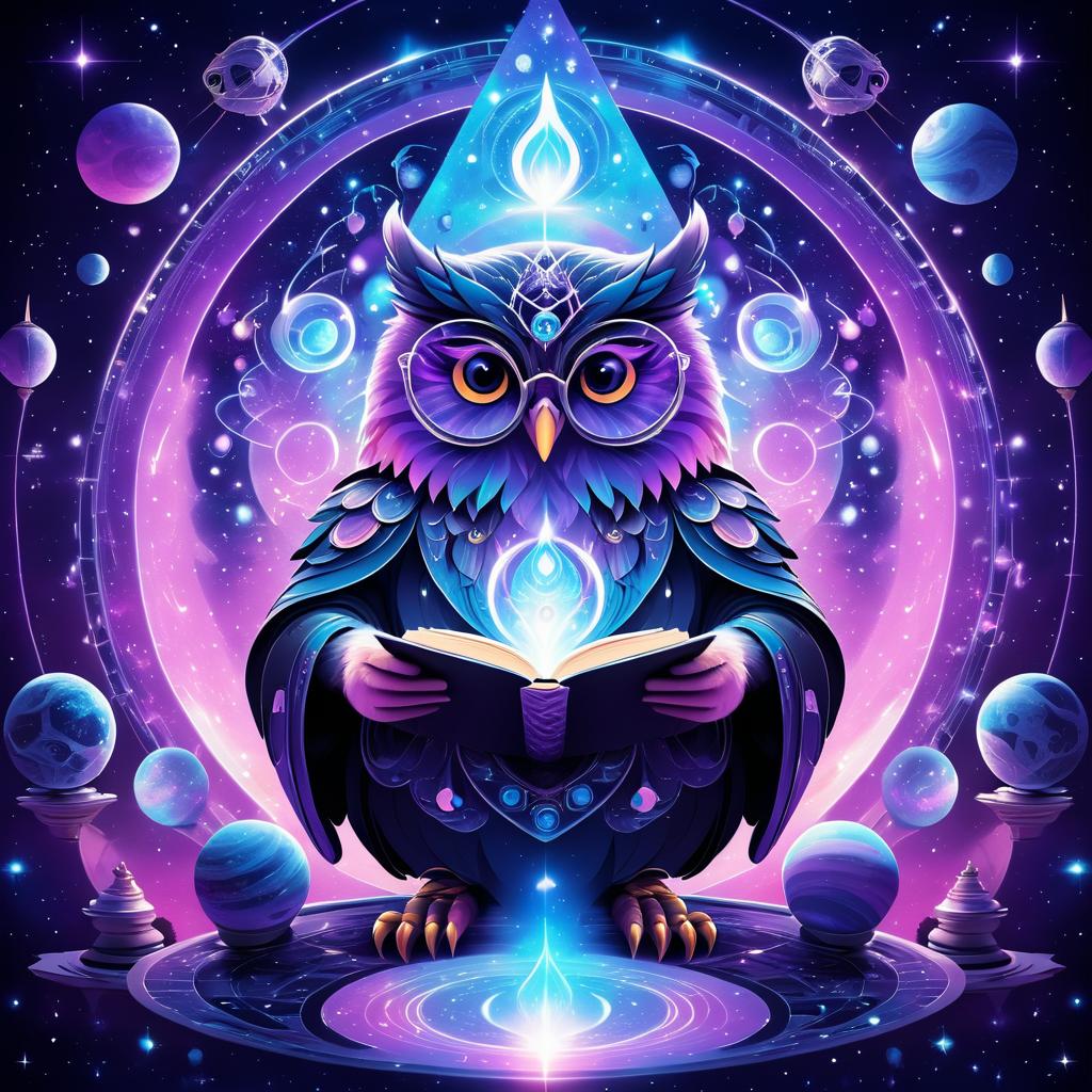 Owl in Space: Ethereal Throne Illustration