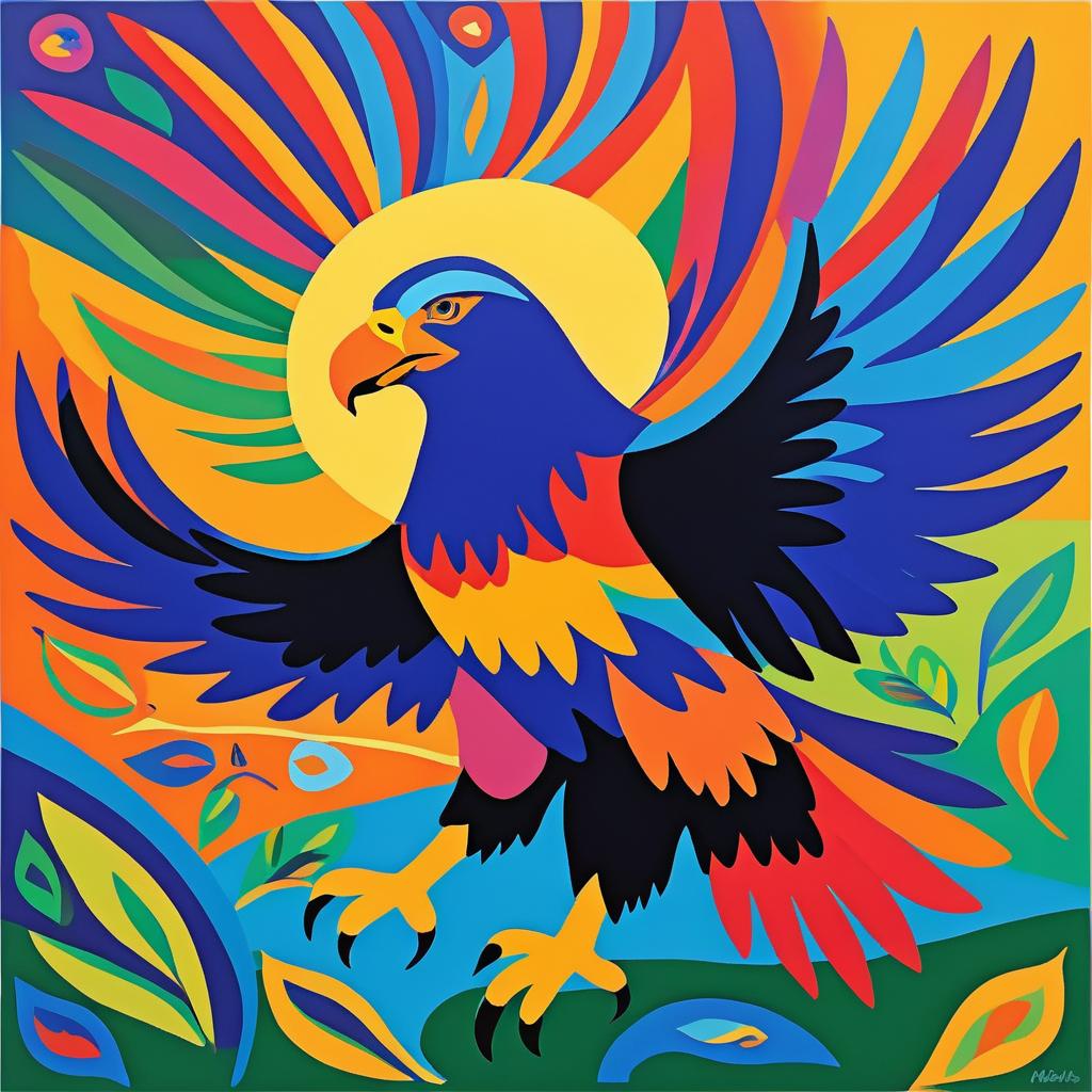 Vibrant Eagle in Matisse-Inspired Art