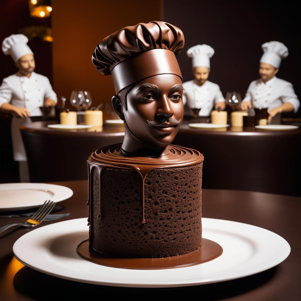 Surreal Chocolate Mousse Chef Sculpture