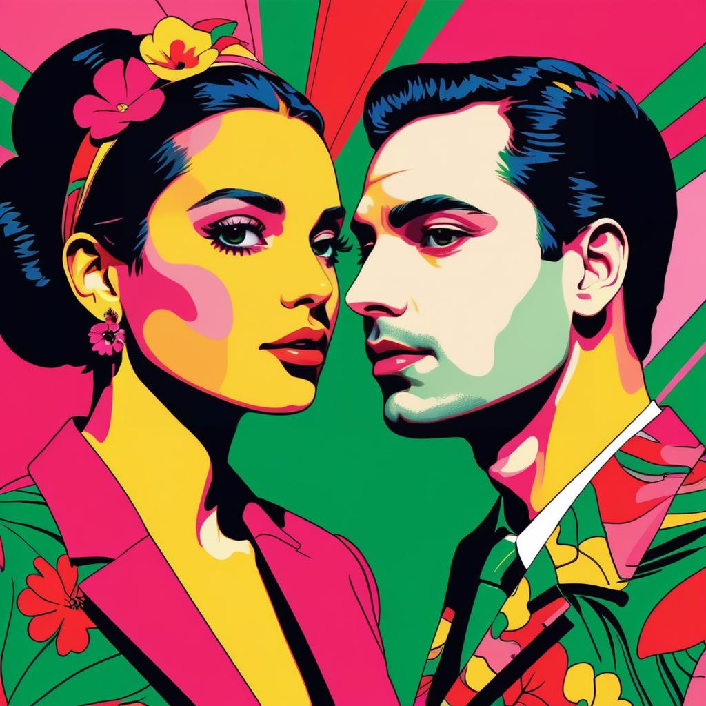 Vibrant Pop Art Couple Portrait