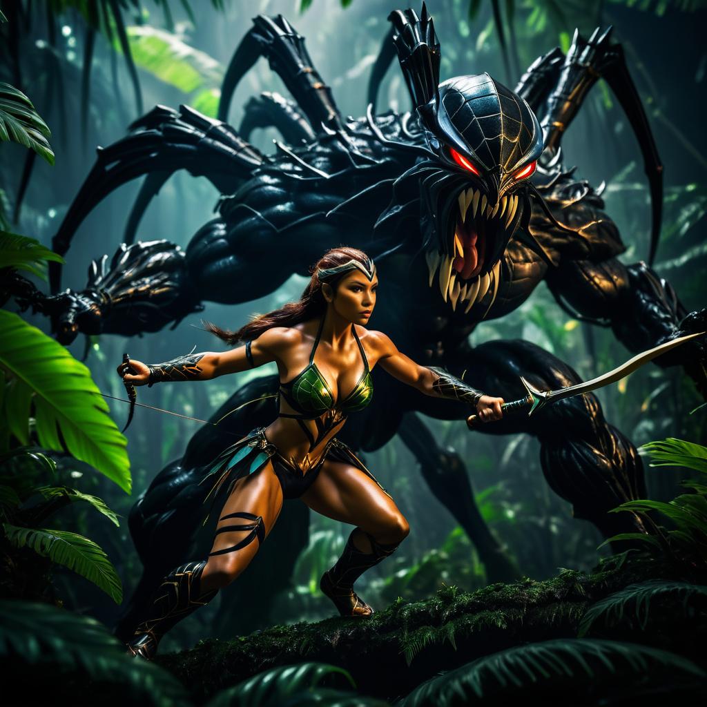 Epic Amazon Warrior vs Jungle Spider Showdown