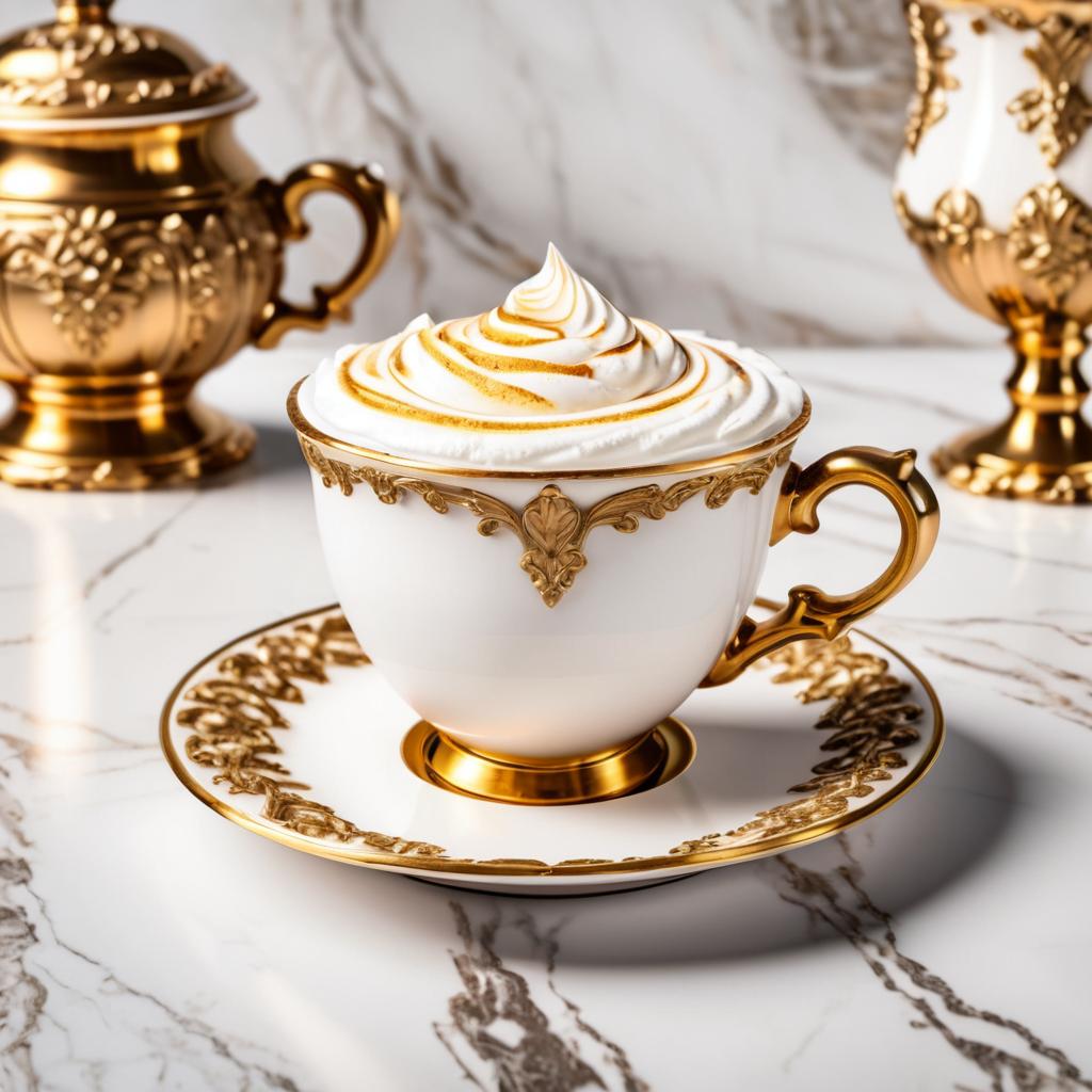 Baroque Hazelnut Latte on Marble Background