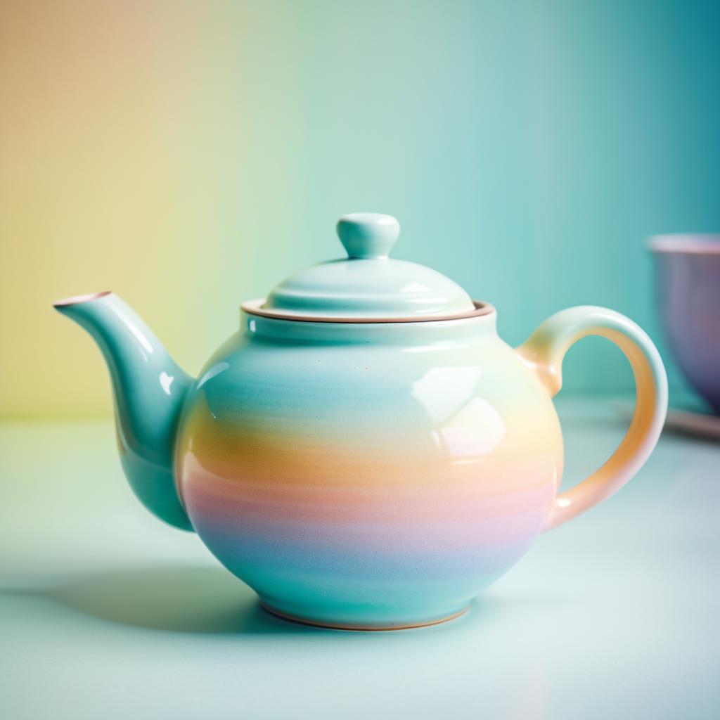 Nostalgic Pastel Ceramic Teapot Macro