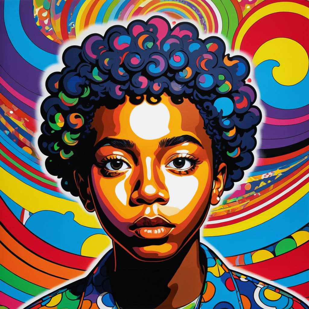 Whimsical Pop Art Portrait of Young Black Man