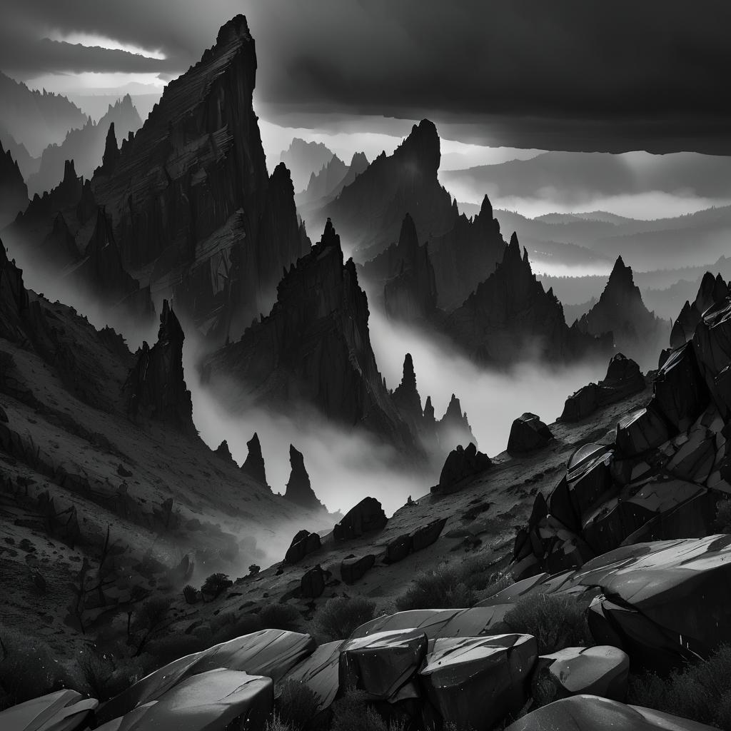 Dramatic Black-and-White Highland Landscape