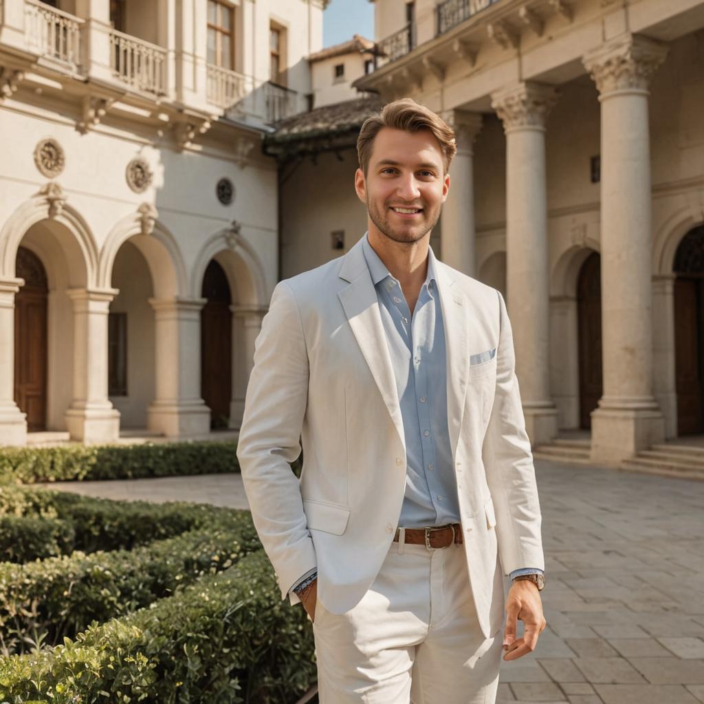 Stylish Man in Elegant Courtyard