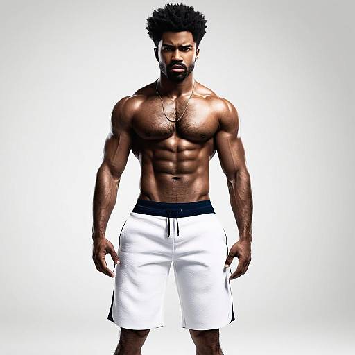 Muscular Man in White Athletic Shorts Showcasing Fit Physique